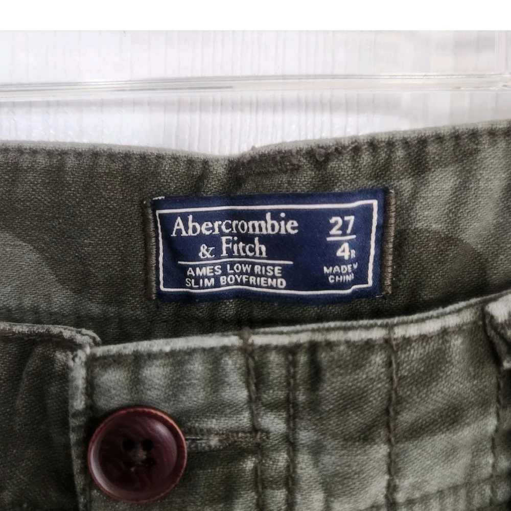 Abercrombie & Fitch Camo Cargo Pants Women Sz‎ 27/4 Low Rise Slim Boyfriend Jean